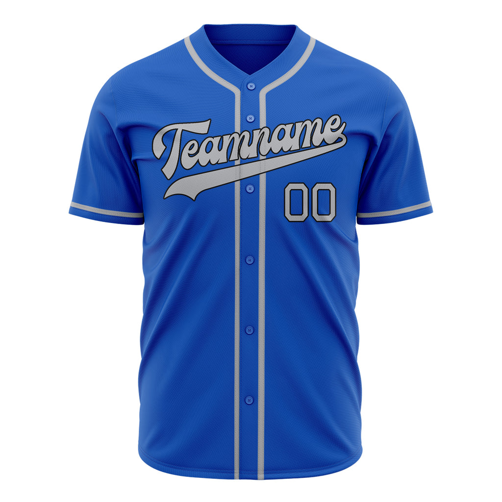 Custom Thunder Blue Baseball Jersey (With Gray Color)
