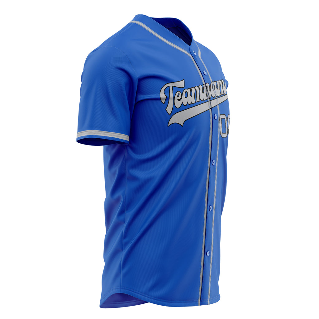 Custom Thunder Blue Baseball Jersey (With Gray Color)