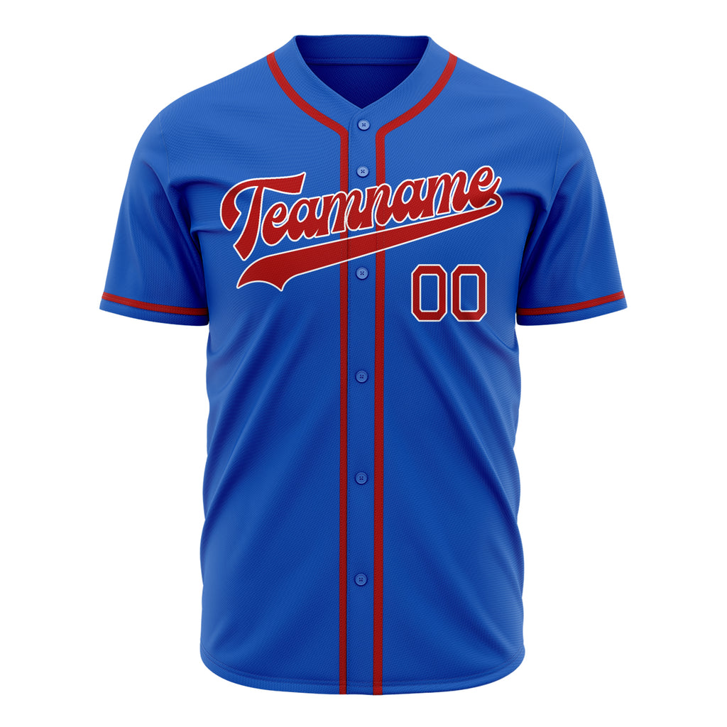 Custom Thunder Blue Baseball Jersey (With Crimson Color)