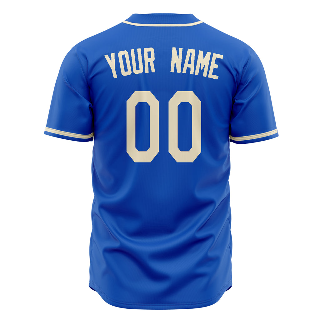 Custom Thunder Blue Baseball Jersey (With Cream Color)