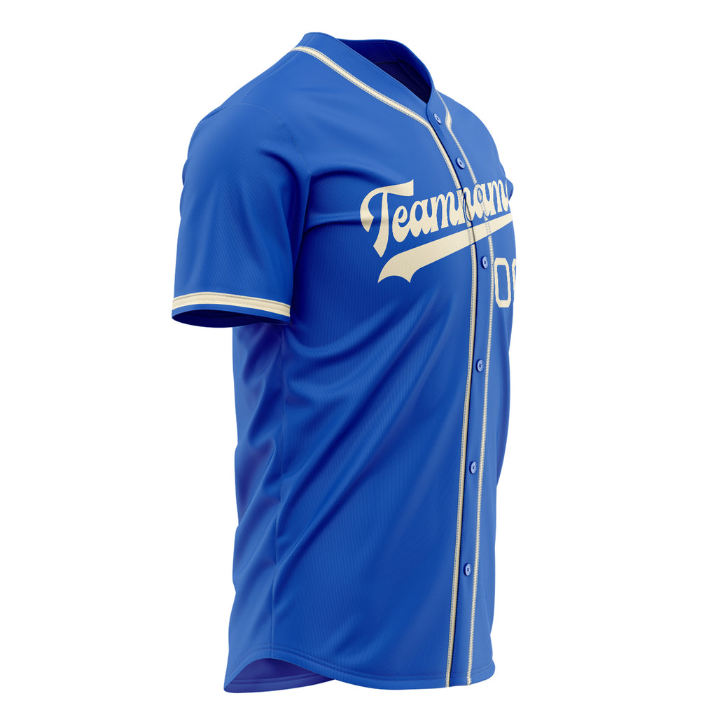 Custom Thunder Blue Baseball Jersey (With Cream Color)