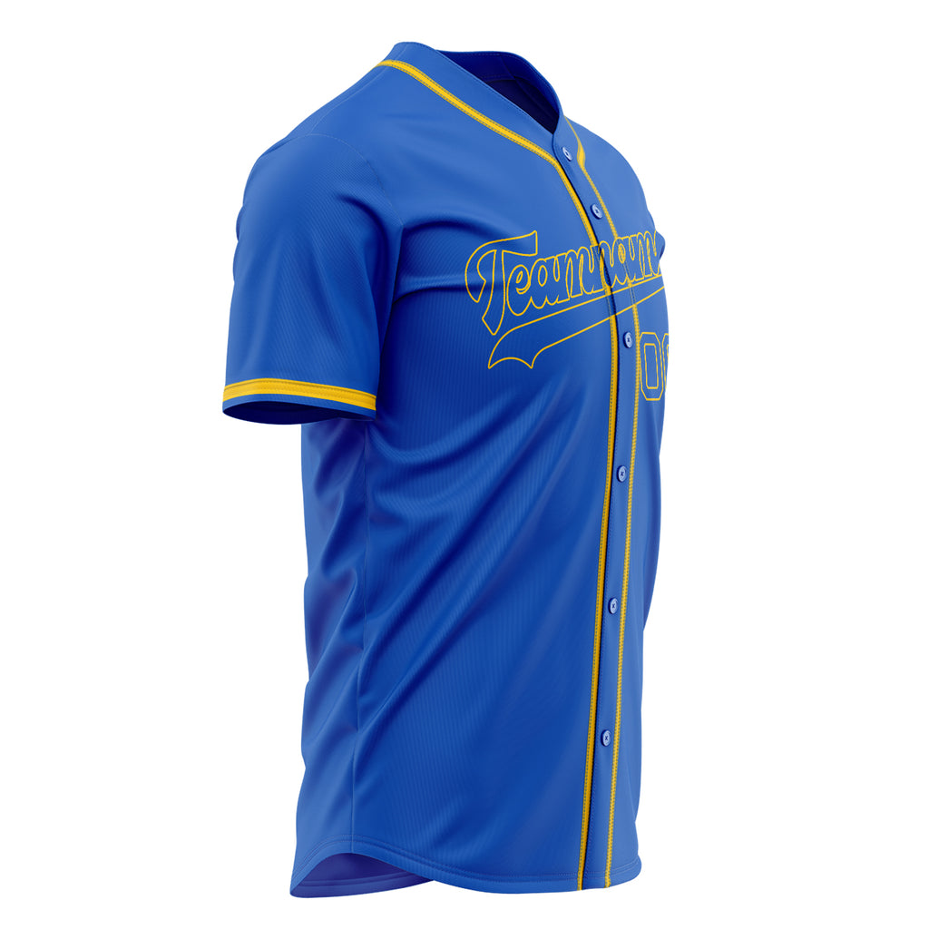 Custom Thunder Blue Baseball Jersey (With Gold Color)