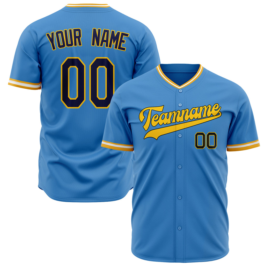 Custom Powder Blue Baseball Jersey (With Black Color)