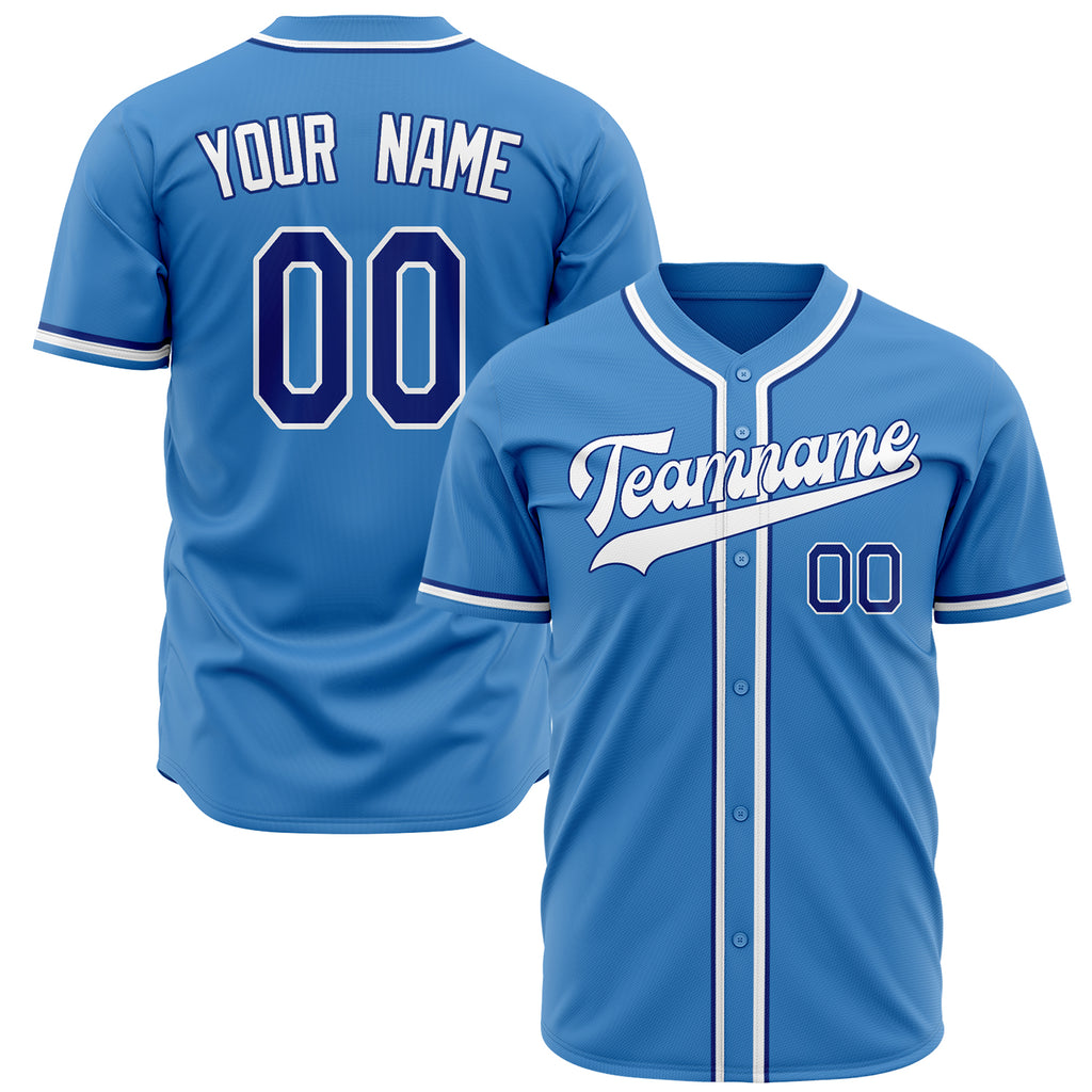 Custom Powder Blue Baseball Jersey (With White Color)