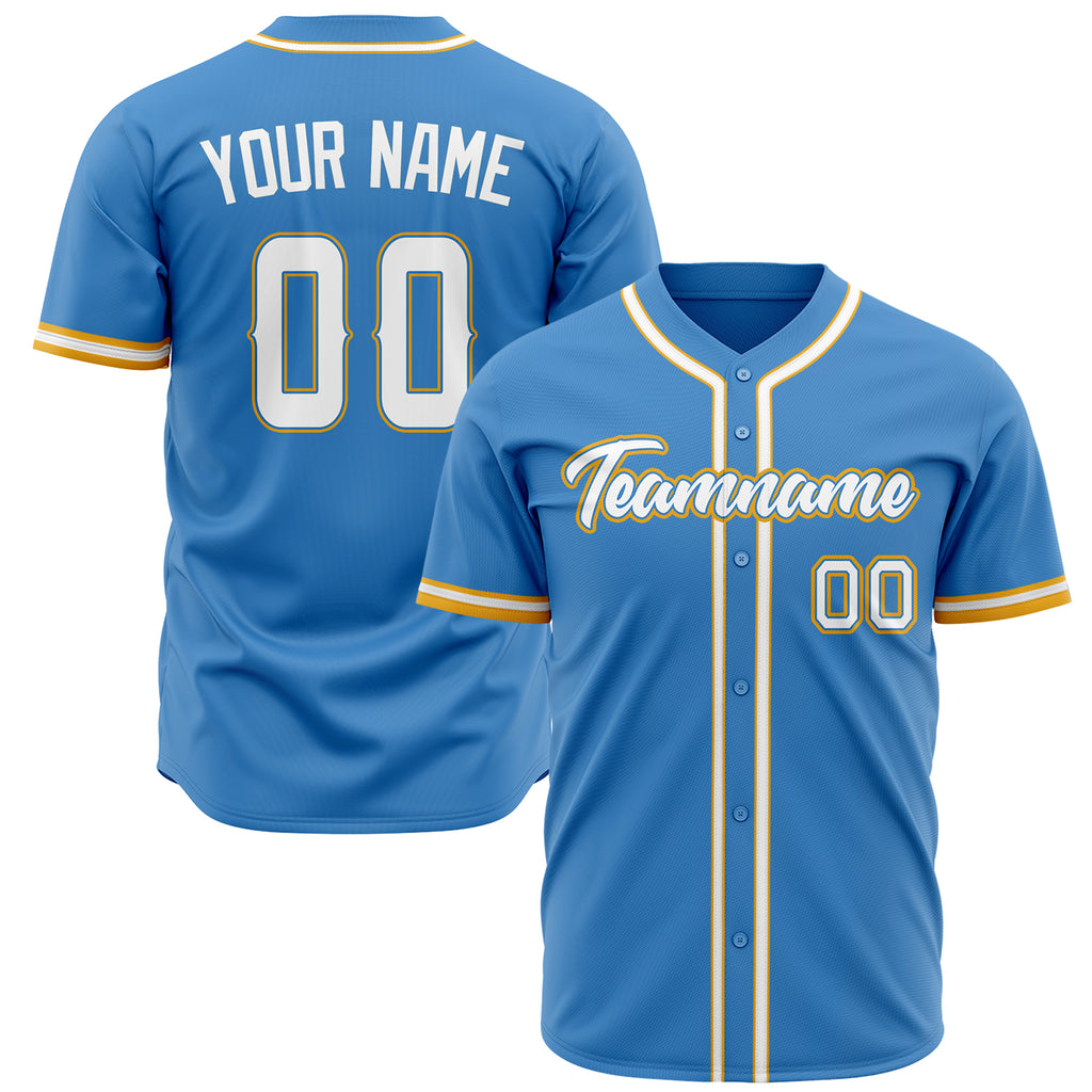 Custom Powder Blue Baseball Jersey (With White Color)