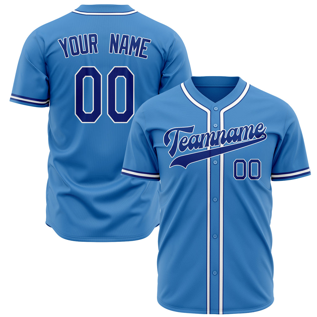 Custom Powder Blue Baseball Jersey (With Royal Color)