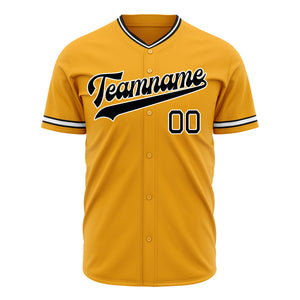 Custom Gold Baseball Jersey (With Black Color)