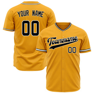 Custom Gold Baseball Jersey (With Black Color)