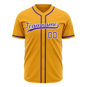 Custom Gold Baseball Jersey (With Purple Color)