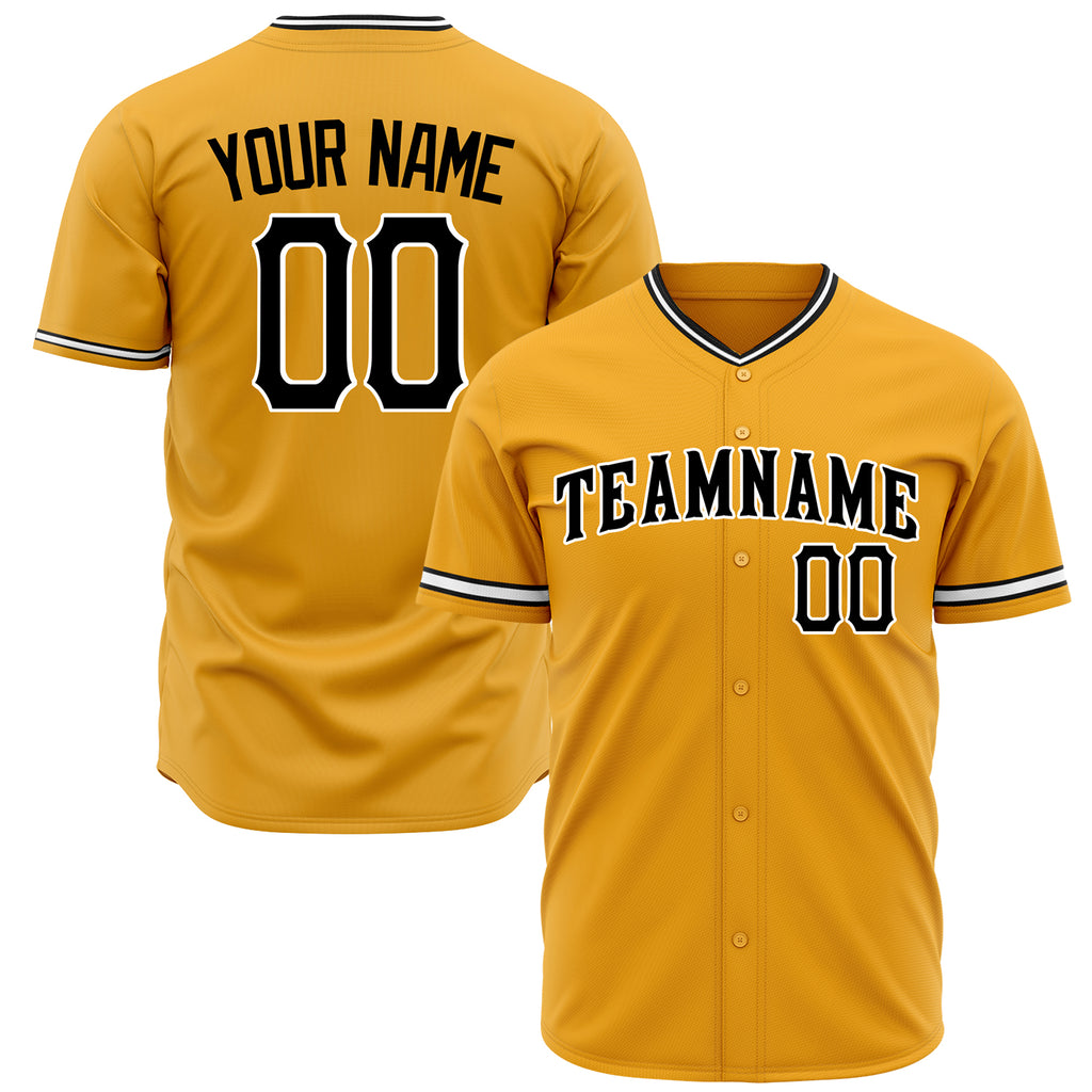 Custom Gold Baseball Jersey (With Black Color)