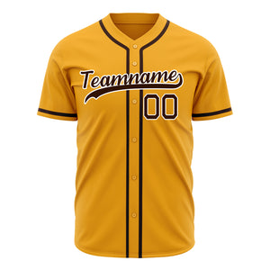 Custom Gold Baseball Jersey (With Brown Color)