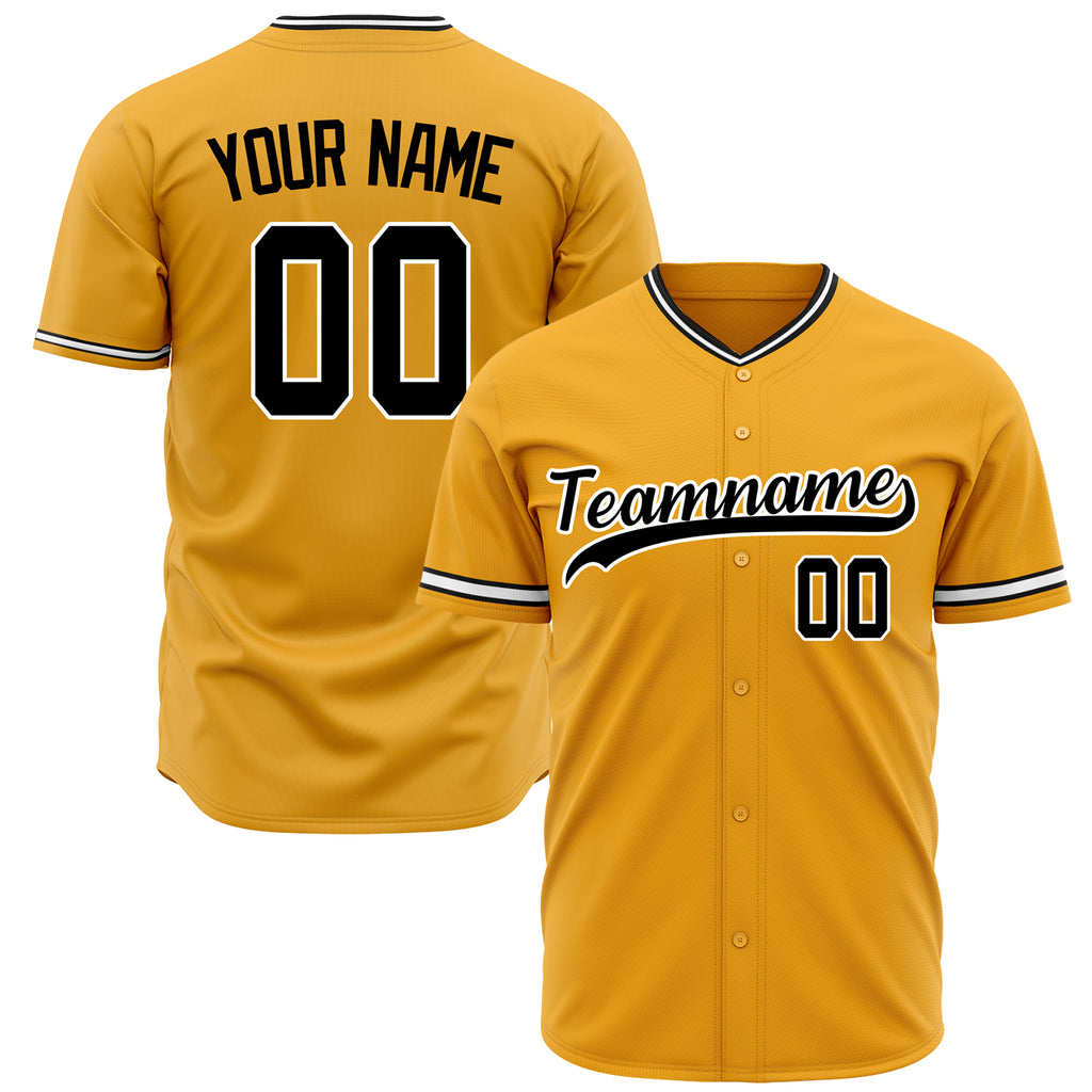 Custom Gold Baseball Jersey (With Black Color)