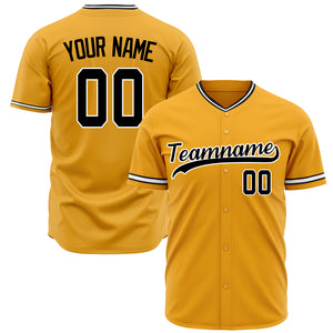 Custom Gold Baseball Jersey (With Black Color)