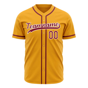 Custom Gold Baseball Jersey (With Red Color)