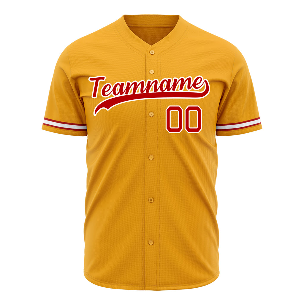 Custom Gold Baseball Jersey (With Red Color)