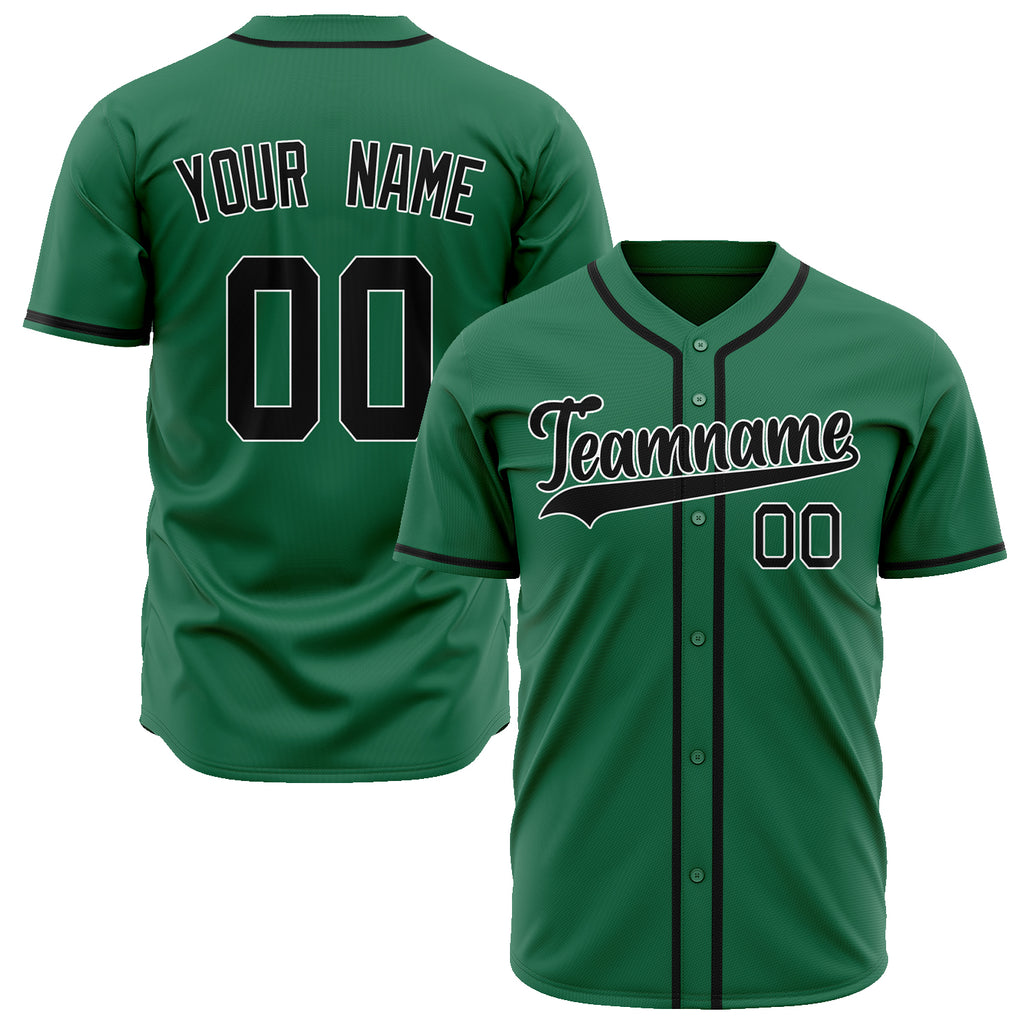Custom Kelly Green Baseball Jersey (With Black Color)