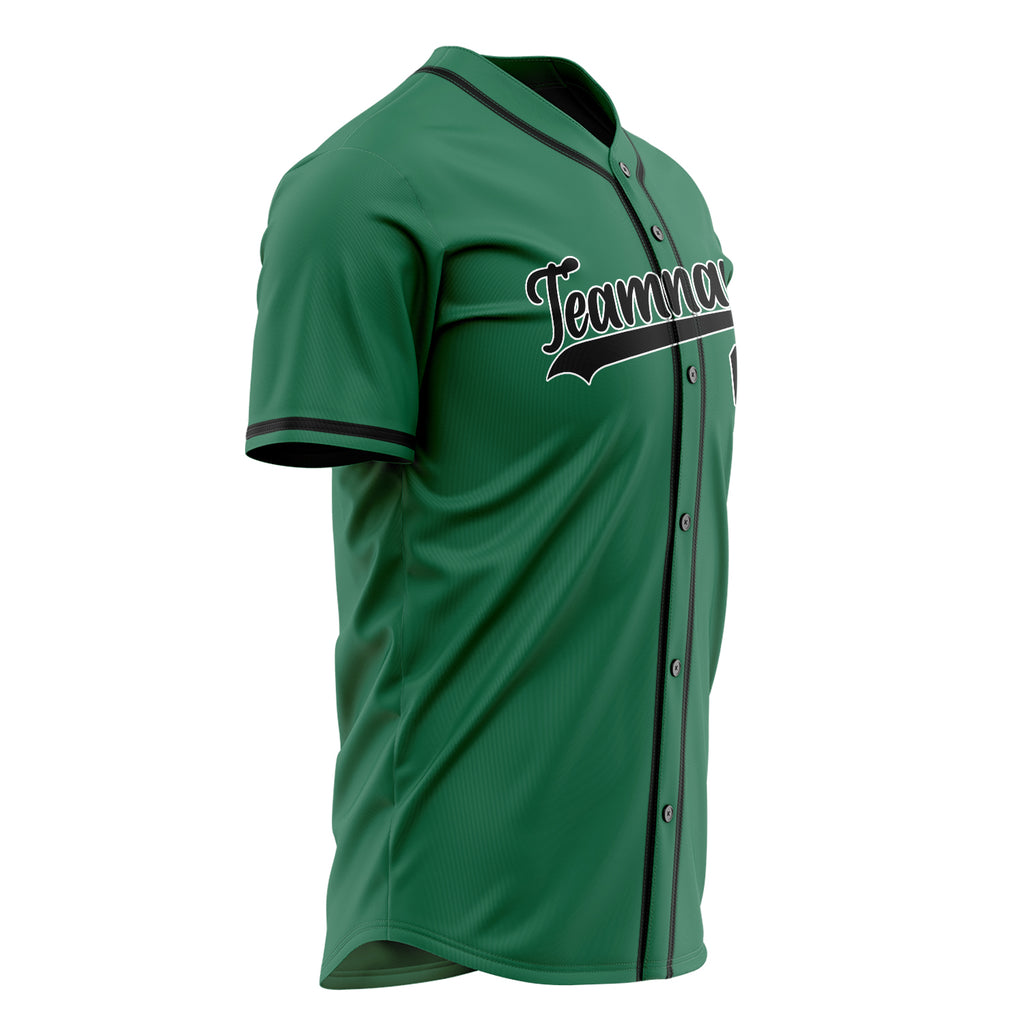 Custom Kelly Green Baseball Jersey (With Black Color)