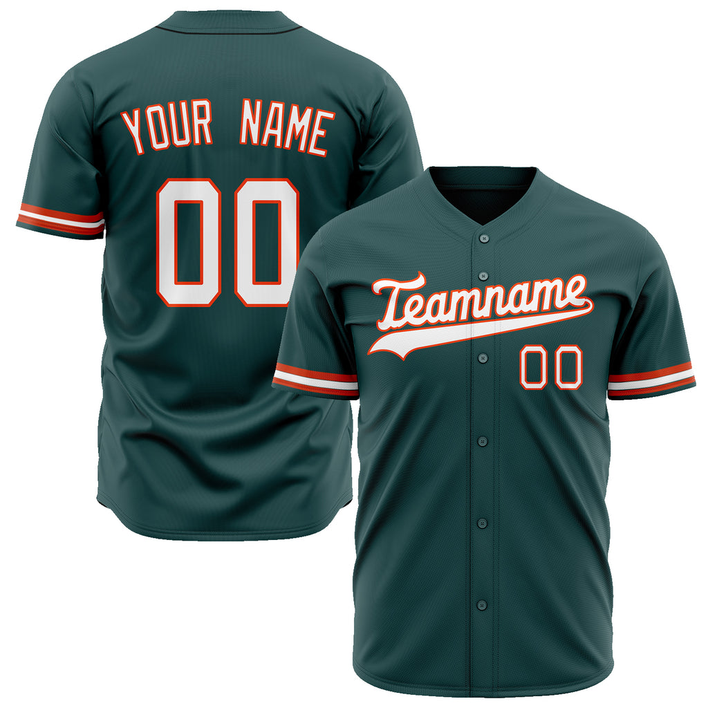 Custom Midnight Green Baseball Jersey (With White Color)
