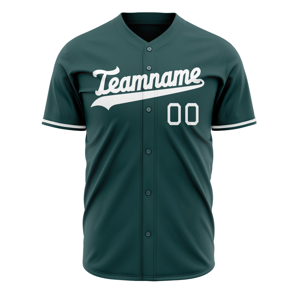 Custom Midnight Green Baseball Jersey (With White Color)