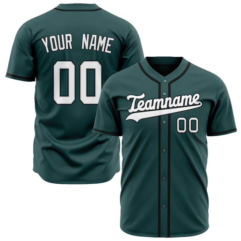 Custom Midnight Green Baseball Jersey (With White Color)