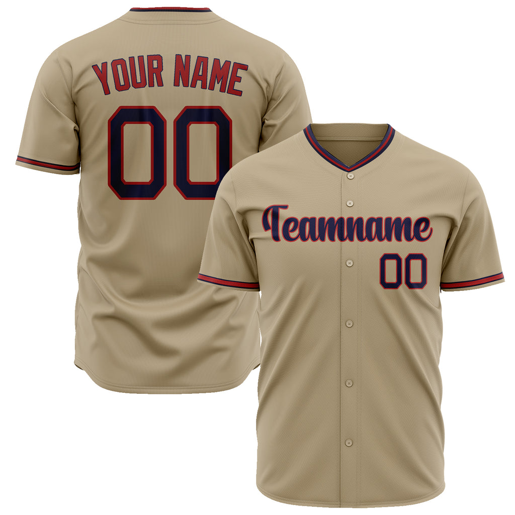 Custom Sand Baseball Jersey (With Navy Color)