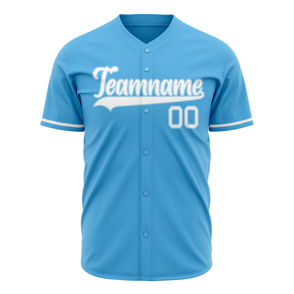 Custom Sky Blue Baseball Jersey (With White Color)