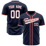 Custom Navy Baseball Jersey (With Red Color)