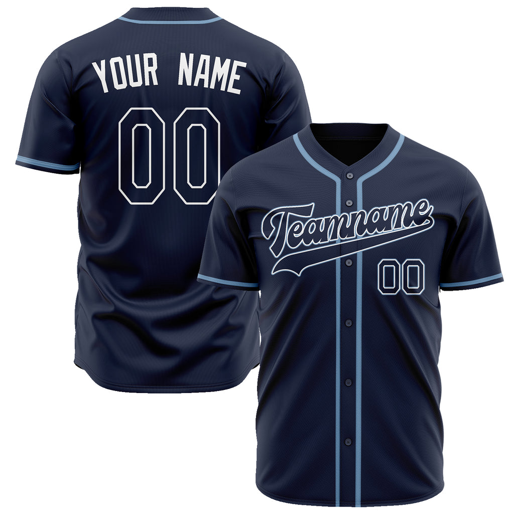 Custom Navy Baseball Jersey (With White Color)