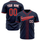 Custom Navy Baseball Jersey (With Red Color)