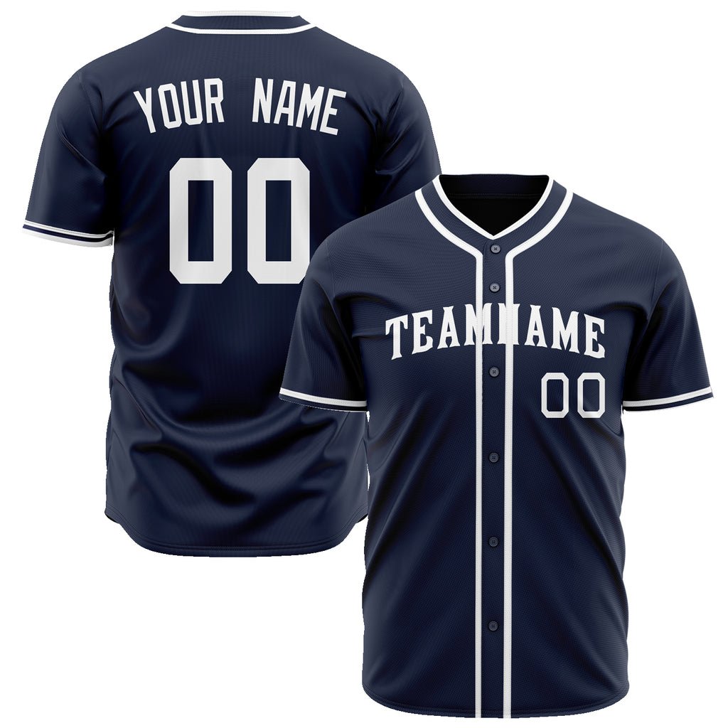 Custom Navy Baseball Jersey (With White Color)