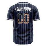Custom Navy Baseball Jersey (With White Vintage USA Flag)