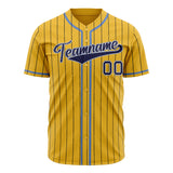 Custom Yellow Baseball Jersey (With Navy Black Pinstripe)