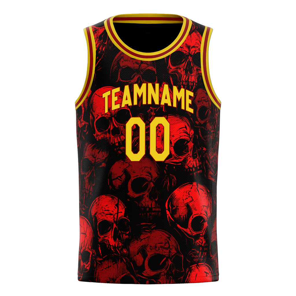 Custom Red Skull Basketball Jersey