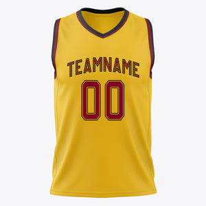 Custom Gold Maroon Solid Color Basketball Jersey