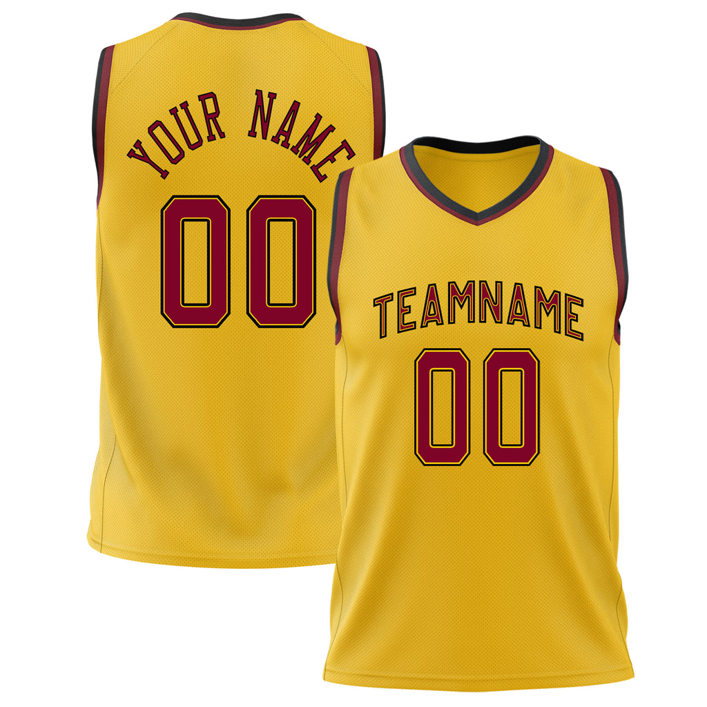 Custom Gold Maroon Solid Color Basketball Jersey BS02240626CS064