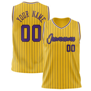 Custom Gold Purple Pinstripe Basketball Jersey BS02240626CS067