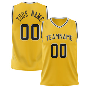 Custom Gold Black Solid Color Basketball Jersey BS02240626CS068
