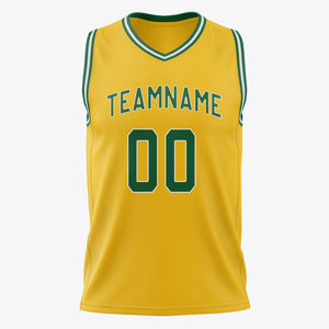Custom Gold Kelly Green Solid Color Basketball Jersey