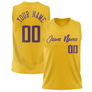 Custom Gold Purple Solid Color Basketball Jersey BS02240626CS073