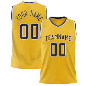 Custom Gold Navy Solid Color Basketball Jersey BS02240626CS075