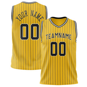 Custom Gold Black Pinstripe Basketball Jersey BS02240626CS076