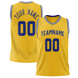 Custom Gold Royal Solid Color Basketball Jersey BS02240626CS079