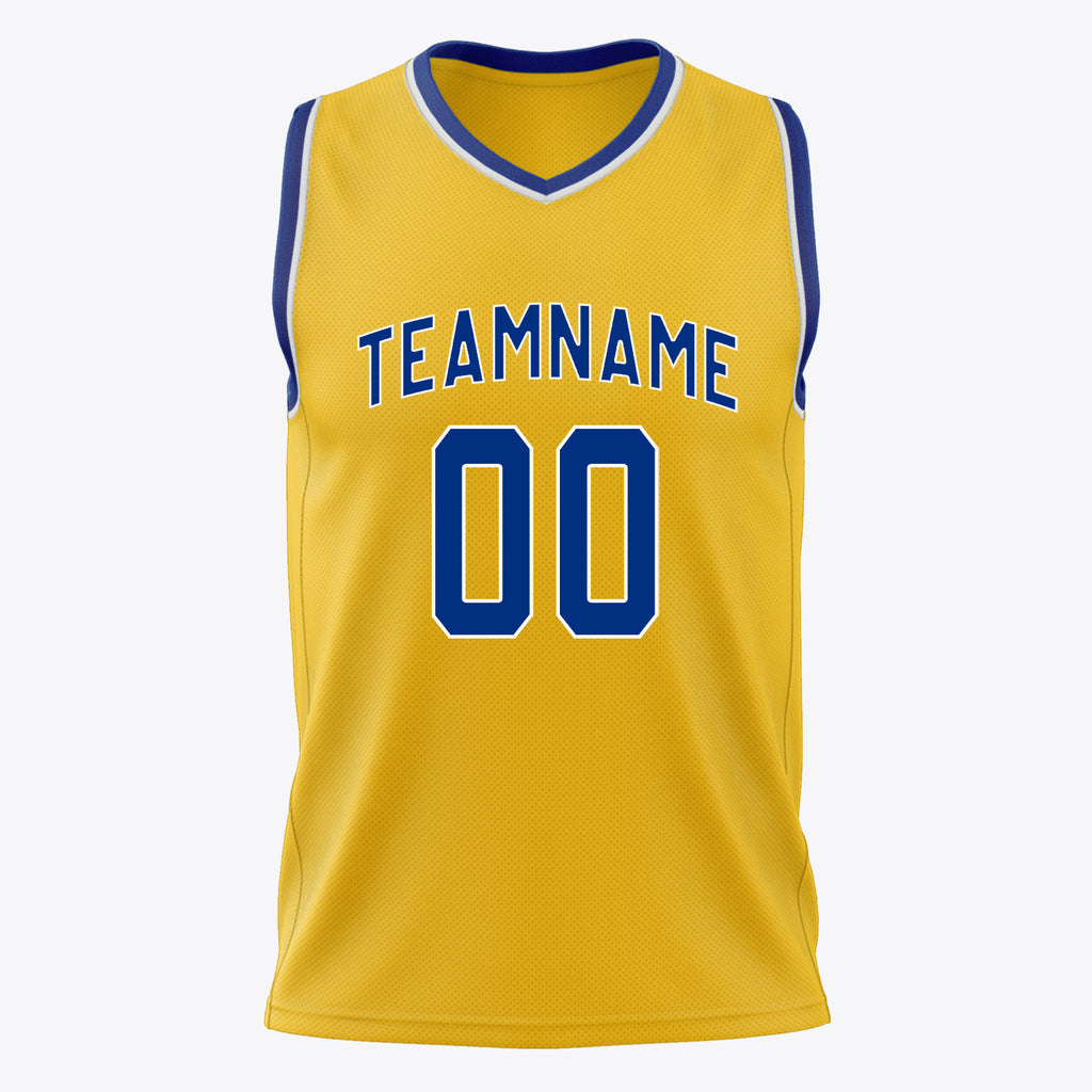 Custom Gold Royal Solid Color Basketball Jersey