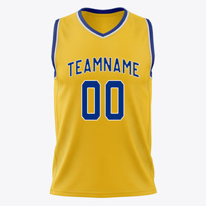 Custom Gold Royal Solid Color Basketball Jersey