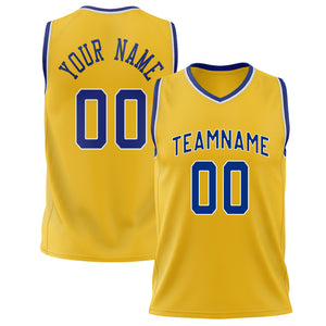Custom Gold Royal Solid Color Basketball Jersey BS02240626CS082