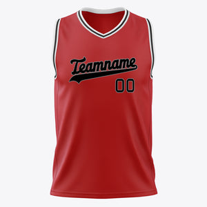 Custom Red Black Solid Color Basketball Jersey