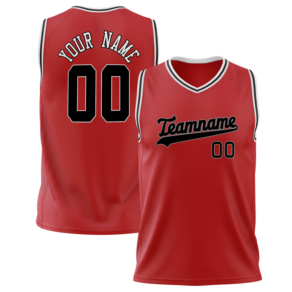 Custom Red Black Solid Color Basketball Jersey BS02240626HF198