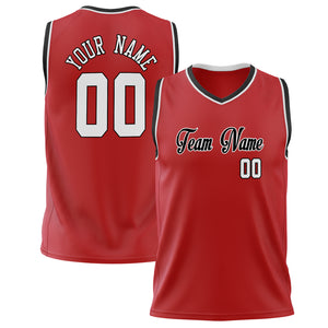 Custom Red White Solid Color Basketball Jersey BS02240626HF199