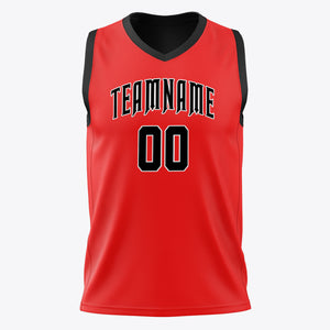 Custom Red Black Solid Color Basketball Jersey