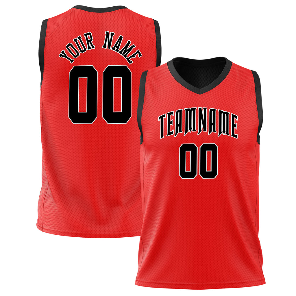 Custom Red Black Solid Color Basketball Jersey BS02240626HF201